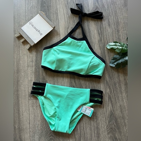 Seafolly Block Party Bikini Set in Rare Teal Color. Size 12 - Picture 5 of 12